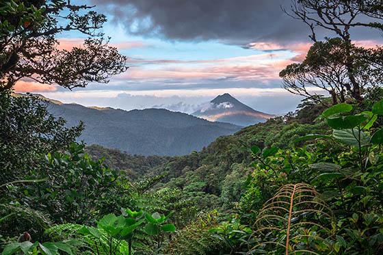 Photo of a Costa Rican rain forest and mountain