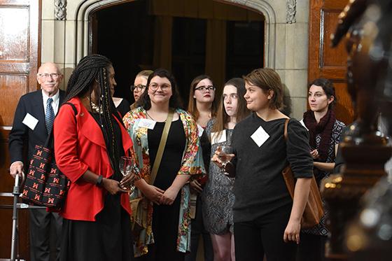 Photo of a group of Chatham University women, 一起参加女性创业中心的社交活动. 